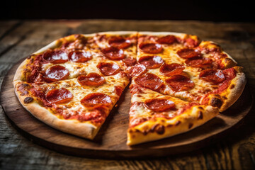 A pizza with pepperoni on it