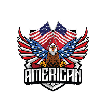 Vector illustration of american flag painted bald eagle with premium quality stock 