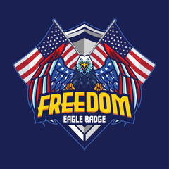 Vector illustration of american flag painted bald eagle with premium quality stock 