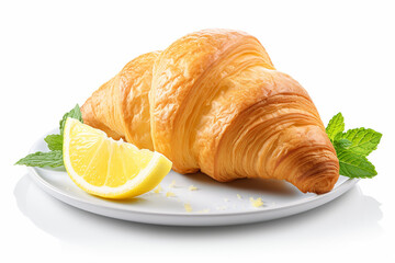 Croissant With Lemon Curd On A White Background