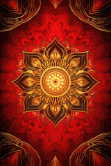 Fototapeta premium A red and gold background with a pattern of stars and lines, Generative AI
