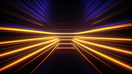 Abstract background with Horizontal golden neon & Blue lines background.