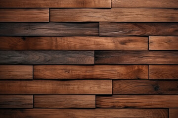 Naklejka premium A wooden wall with a dark brown stain, close up of a wood wall with a dark background