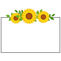 Sunflower border frame background. Sunflower template invitation greeting card.