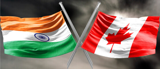india canada flag together Canada has evidence linking Indian diplomats to killing of Sikh activist, media reports - obrazy, fototapety, plakaty