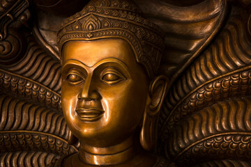Closeup Khmer style buddha statue portrait