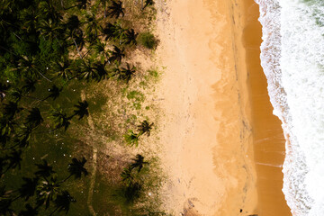 aerial view on the beach with its beautiful white sand