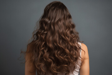 Long Brown Curly Hair, Rear View