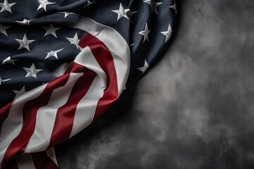America Veterans day flag bokeh background with minimalist symbol, Generative AI