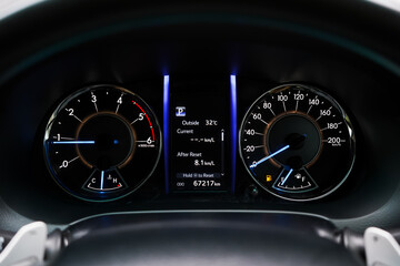 car​ instrument panel, car​ speed motor of​ night, car​ dashboard​ modern​ automobile...