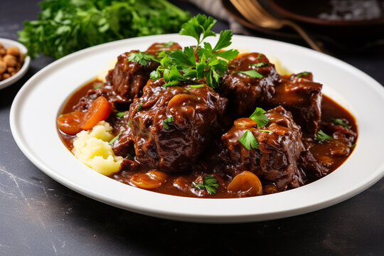 Oxtail Stew On White Plate