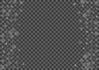 Grey Confetti Background Transparent Vector. Dot Macro Pattern. Silver Flake January. Luminous Flying Illustration.