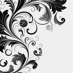 Black elaborate filigree corner borders on white Background, AI Generated