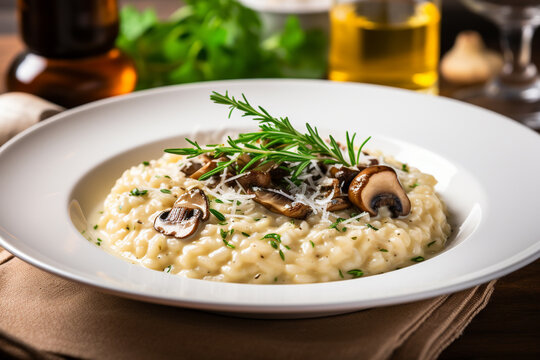 Truffle Risotto On White Plate