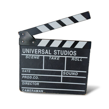 film slate isolated on black background with clipping path.
