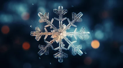 Abwaschbare Fototapete Makrofotografie snowflake macro shot Generative AI