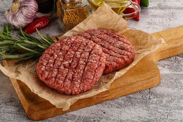 Raw burger cutlet for grill