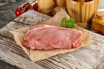 Raw pork schnitzel for cooking