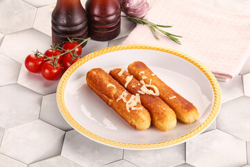 Fried cheese sticks for snack