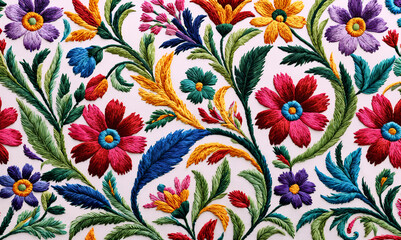 Colorful pattern embroidery. latin or spanish traditional textiles