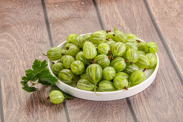 Sweet ripe gooseberries in the bowl