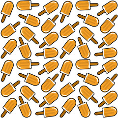 Orange flavored Popsicle ice cream seamless pattern background on white background, abstract pattern background