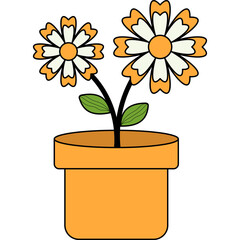 Retro Flower with Potted