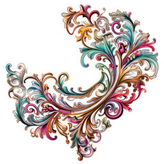 Colorfull elaborate filigree corner borders on white Background, AI Generated