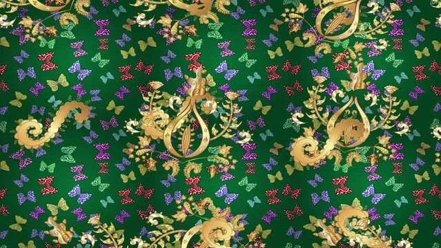Motion footage background with colorful elements. Flowers. Vintage. Flag style. Video. Template.