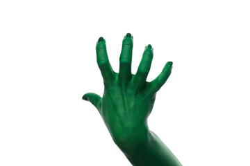 PNG green zombie hands isolated on white background.