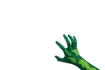 PNG green zombie hands isolated on white background.