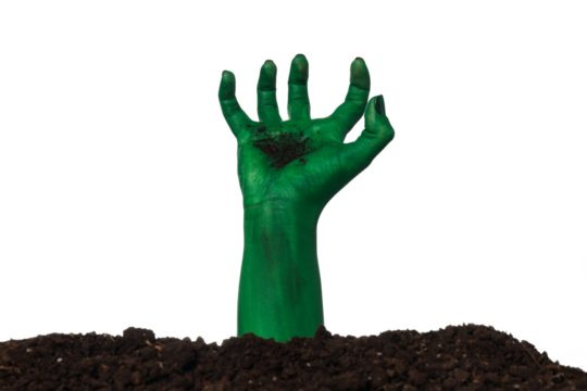 PNG, zombie hands sticking out of the ground, isolated on white background. - Powered by Adobe