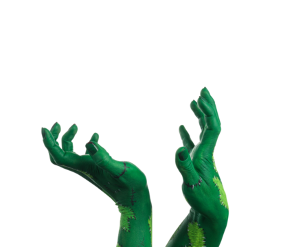 PNG green zombie hands isolated on white background. - Powered by Adobe