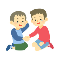仲直りをする男の子たちのイラスト