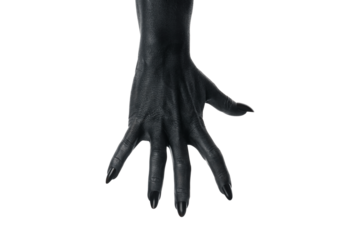 PNG, black painted hands, isolated on white background.