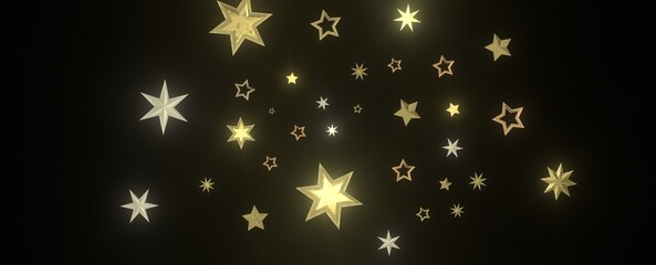 XMAS stars. Confetti celebration, Falling golden abstract decoration for party, birthday celebrate,