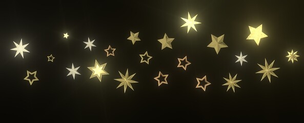 Holiday golden decoration, glitter frame isolated -