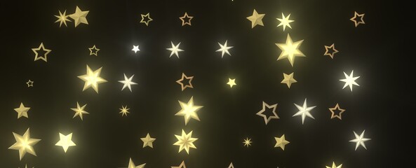 Shimmering Starry Christmas: Spectacular 3D Illustration Showcasing Falling Holiday Stars