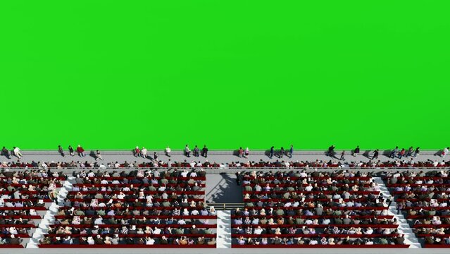 Green Screen Aerial View of the 3D crowd on Two Story Stadium Grandstand