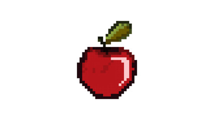 apple pixel art vector illustration isolated on white background.