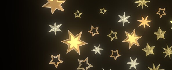 Gilded Wonder: Explore the Magic of a 3D Gold Stars Rain