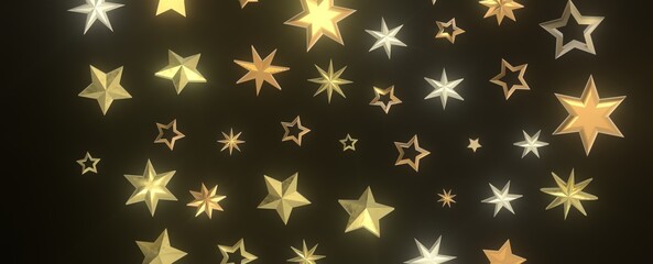 golden stars - 3d