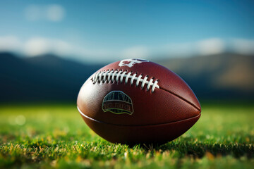 American football on football field background