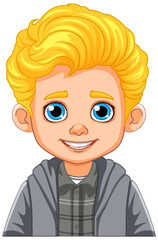 Portrait of a Boy with Blonde Hair and Blue Eyes