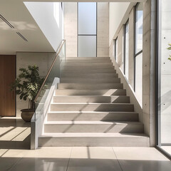 Concrete staircase in a modern house