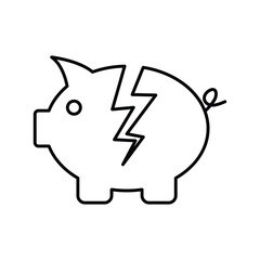 broken money pig icon vector 