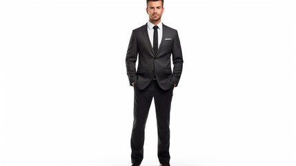 Businessman person in full height wearing a business suit isolated - obrazy, fototapety, plakaty