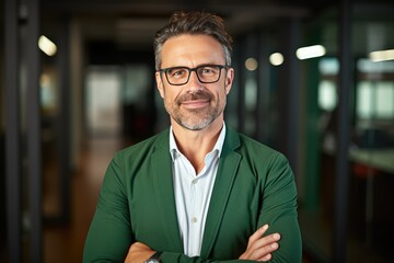Portrait of a mature and professional businessman smiling, a happy middle-aged business. CEO