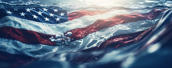 Blurred Landscapes: American Flag Poster in Photorealistic Style