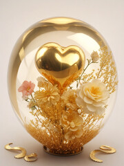 golden heart in a glass